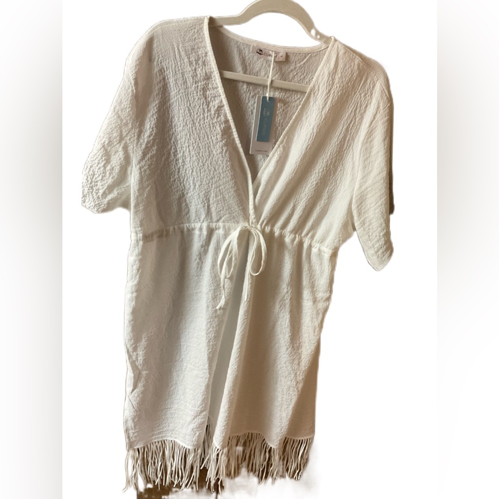 White Boho with Fringe Bathing Suit Cover